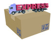 Camion de transport express sur carton Camion de transport express sur carton