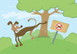 Cartoon pissing dog