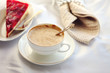 Photo: Breakfast from cappuccino and cheese-cake Breakfast from cappuccino and cheese-cake