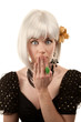 Retro woman with white hair