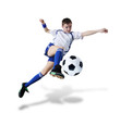 Boy with soccer ball, Footballer. (isolated)