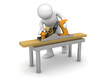 Carpenter working with bench plane
