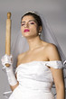 Bridezilla with wooden rolling pin