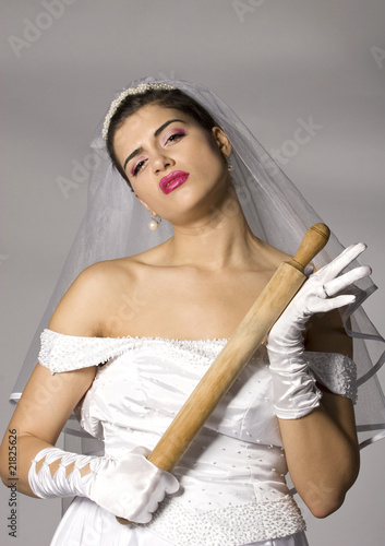 Photo: Bridezilla with wooden rolling pin Bridezilla with wooden rolling pin