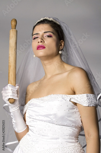 Photo: Bridezilla with wooden rolling pin Bridezilla with wooden rolling pin