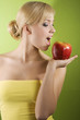 girl with red apple