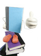 concept photo of bestseller novel on top of other books