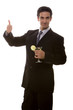 Businessman celebrating with martini