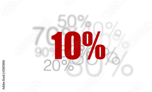 Illustration: 10% - dix pour-cent rouge sur fond blanc et chiffres gris 10% - dix pour-cent rouge sur fond blanc et chiffres gris