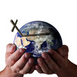 For God so loved the world... God holding world with cross
