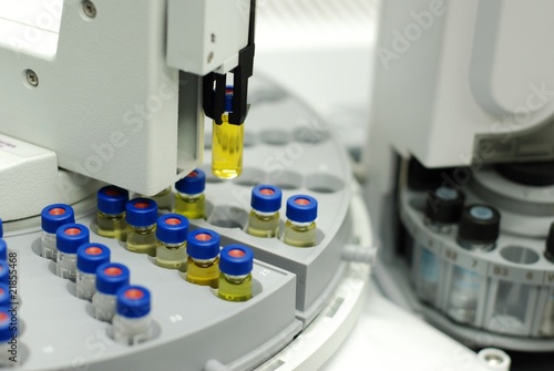 Photo: a vail grabbed by autosampler of gas chromatography a vail grabbed by autosampler of gas chromatography