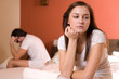 Beautiful girl and boy on bed