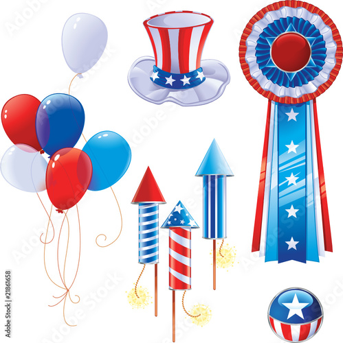 Vector: Set of Elements related to American patriotism Set of Elements related to American patriotism