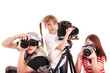 Happy family with group camera. Isolated. Happy family with group camera. Isolated.