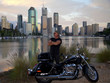 Bike rider with city backround
