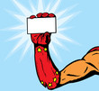 Superheroine female hand holding card