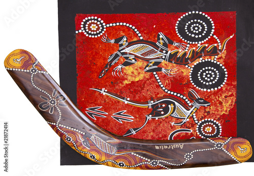 Aboriginal style design with boomerang Aboriginal style design with boomerang
