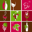 Collection of wine icons and logos Collection of wine icons and logos