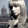 Beautiful blonde in a night city