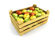 wooden crate full of apples