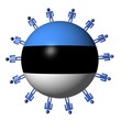 circle of people around Estonia flag sphere illustration