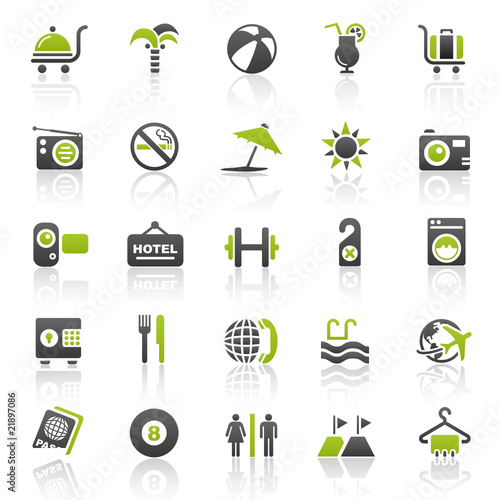 Hotel Icon Vector. green holiday hotel icons