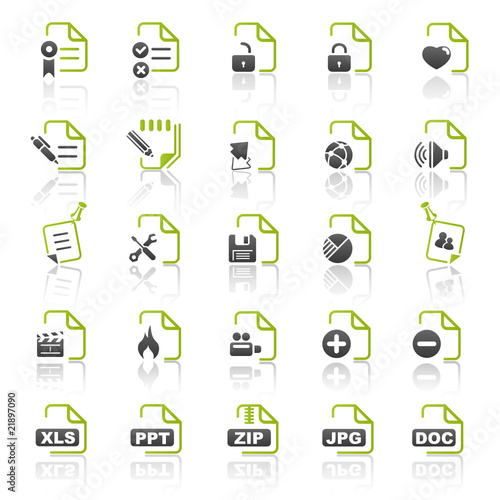Vektor: green documents icons - set 9 green documents icons - set 9