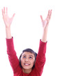 child reaching high
