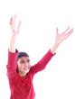child reaching high