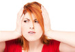 unhappy redhead woman