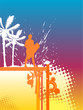 Wakeboarder Silhouette vor sommerlichem Hintergrund Wakeboarder Silhouette vor sommerlichem Hintergrund