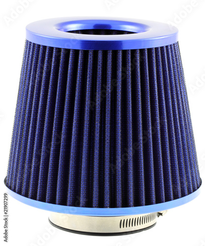 Foto: filtre carbone tuning bleu, fond blanc filtre carbone tuning bleu, fond blanc