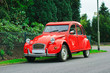 Classic red retro car.