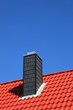 Neubau Schornstein Dachstuhl rote Dachziegel