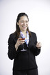 Young woman with wine.