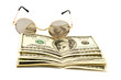 100$ banknoty and glasses