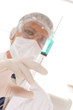 Scientist with a syringe