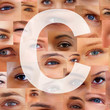 Letter C - Alphabet against collage of human eyes