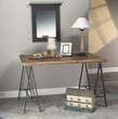 wooden entry table with mirror and decor in home setting wooden entry table with mirror and decor in home setting