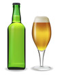 Beer bottle and glass. Vector illustration. Beer bottle and glass. Vector illustration.