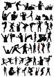 set of silhouettes of young people