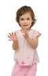 Baby girl claps her hands and looking happy in a camera Baby girl claps her hands and looking happy in a camera
