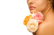 Woman with colorful flowers Woman with colorful flowers