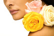Woman with colorful flowers Woman with colorful flowers