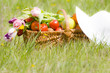 panier de fruits et légumes et chapeau romantique
