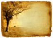 vintage paper background with autumn tree