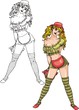 Girl flirtatious has hidden basket for back.