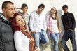 group of young friends at the wall
