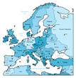 Light blue map of Europe