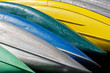 A row of rental canoes A row of rental canoes
